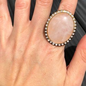 *ROSE QUARTZ* LARGE stone ring